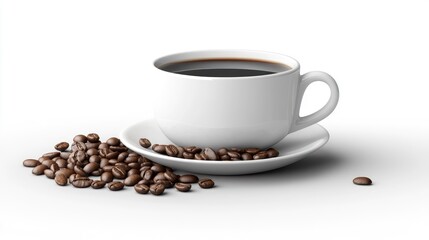 Aromatic blend of coffee, a delightful composition with rich beans surrounding