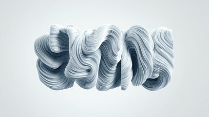 Abstract 3D rendering of a light-blue, swirling, textile-like form against a pale background.  The structure is complex, with numerous interwoven, undulating 