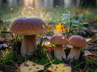 Fototapeta premium porcini mushrooms in the grass