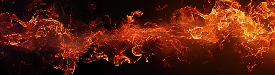 Fototapeta premium Vibrant flames dancing against a dark background, creating an intense atmosphere, ideal for dramatic visuals