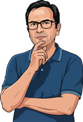 Man with a doubtful face expression vector illustration