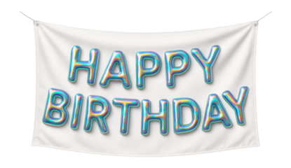 Birthday banner with holographic letters