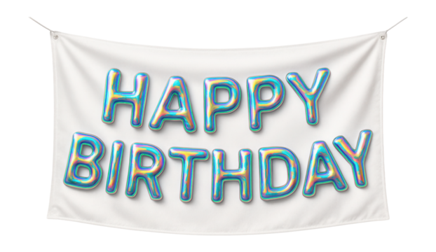 Birthday banner with holographic letters
