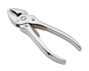 Obraz premium Chrome-Finished Pliers on Black Background