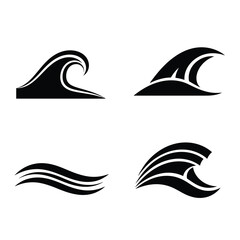 Ocean Wave Icons Set of Four Unique Wave Designs for Branding