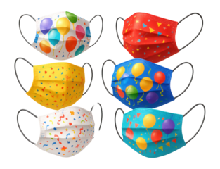 Birthday themed party masks with elastic bands