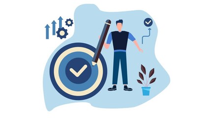 Flat illustration of a businessman presenting an action plan - Powered by Adobe