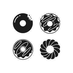 Delicious Donut Icons A Set of Four Sweet Treat Illustrations