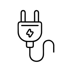 Fototapeta premium Electric plug icon with cord in minimalist line design 