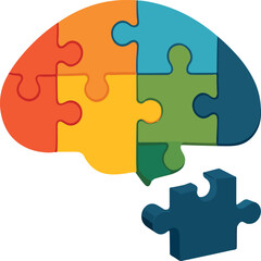 Spatial puzzle 3D puzzle pieces forming a brain model illustration