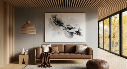 Modern Living Room with Abstract Art and Natural Light
