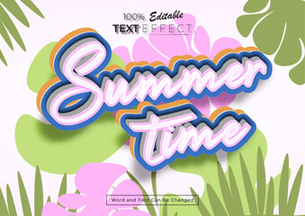 Summer Text Effect with Tropical Leaves
