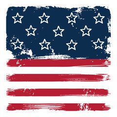 brush painted american flag. hand drawn usa flag grunge banner background. transparent png and vector illustration.
