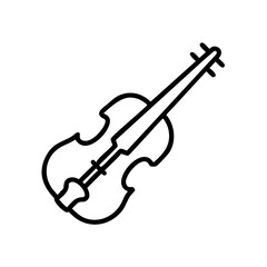 Obraz premium Violin in minimalist design outlined on white background 