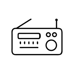 Fototapeta premium Radio icon in minimalist style with black outlines on white background 