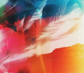 Vibrant abstract composition featuring swirling colors and dynamic patterns, evoking energy and creativity