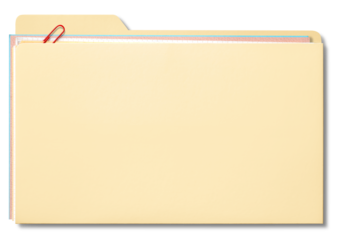 書類を挟んだ、紙のファイルフォルダ