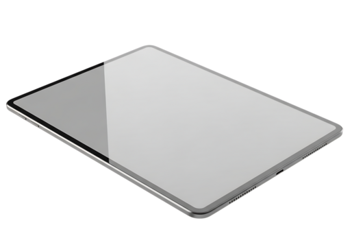 Sleek Silver Tablet Device Close Up on Black Background Display