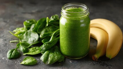 Green smoothie with spinach and banana