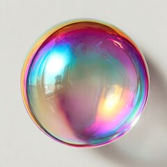 Obraz premium A vibrant, iridescent sphere, reflecting light in a rainbow of colors