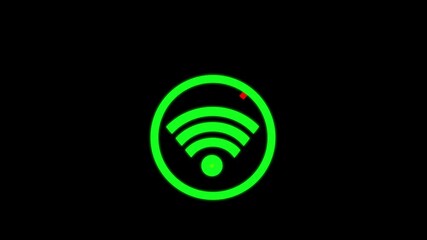 Animated wifi signal green seamless loop technology app interface network connection broadcast quality. Green wifi signal animation seamless loop mobile interfaces.