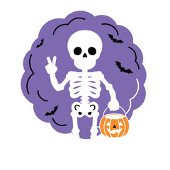 Halloween Skeleton Peace Sign Pumpkin