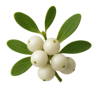 Mistletoe berries with a matte surface