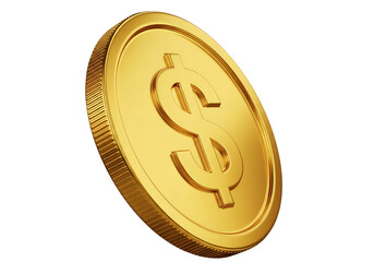 Isolated gold coin with dollar sign on a black background concept