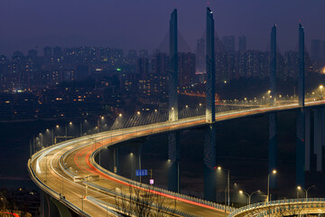 Fototapeta premium Night view of Chongqing CaiJia Bridge