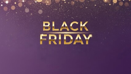 black friday concept, banner in delicate pink and purple colors with golden inscription and glitter.