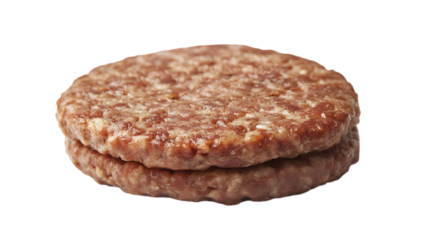 Juicy grilled beef patties stacked, Isolated on white background