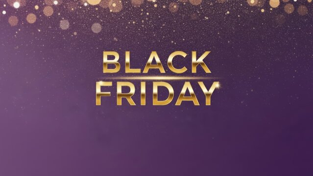 black friday concept, banner in delicate pink and purple colors with golden inscription and glitter.