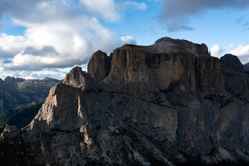The Sella The Sella Pass, drone vie, Dolomites, Italy