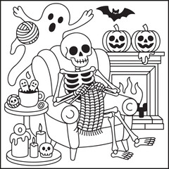 cozy spooky life halloween coloring pages for teens and adults 