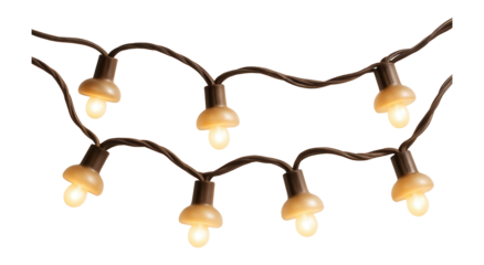 String of mushroom-shaped bulbs with brown wire