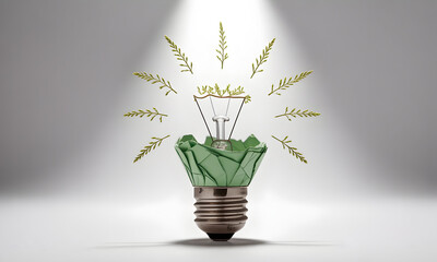 Eco-friendly lightbulb radiates innovative ideas for sustainable energy solutions and green technology advances