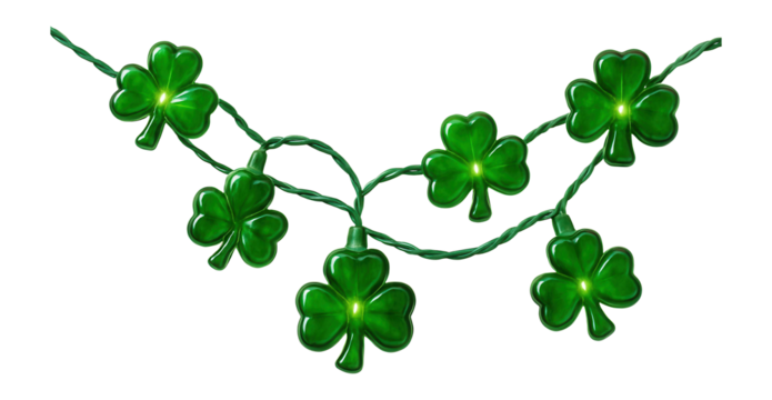 String of clover-shaped bulbs with green wire
