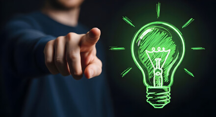 Inspiring innovation with a bright idea, pointing towards future solutions with creative thought