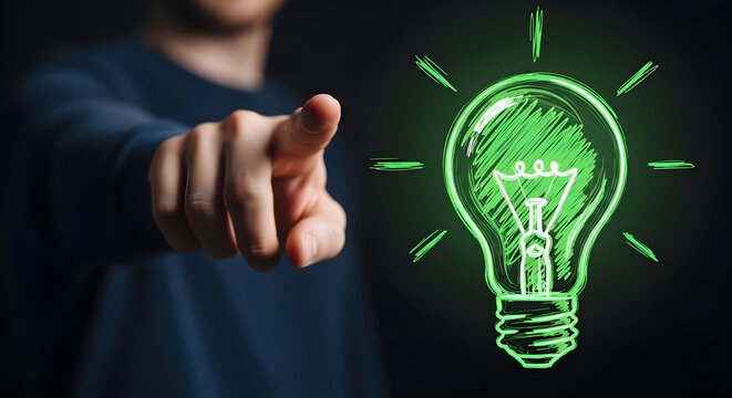 Inspiring innovation with a bright idea, pointing towards future solutions with creative thought