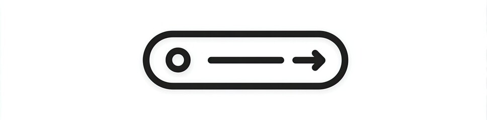 Simple black outline oval button with a circle and arrow