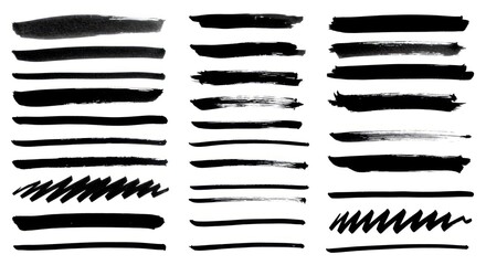 Three columns of black brush strokes on a white background