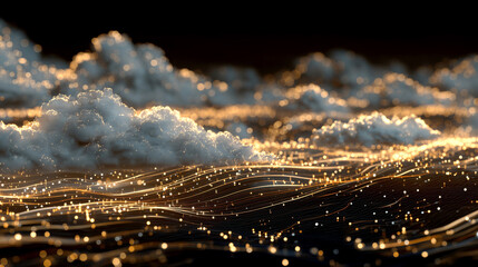 Abstract Technology Background Featuring Internet Network And Moving Cyber Data Streams Visualization