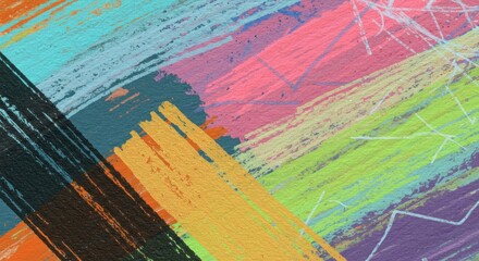 Colorful abstract chalk strokes on textured paper