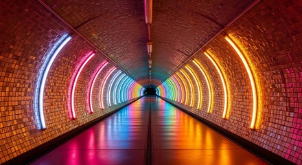 Walk through Vibrant Neon Tunnel, Stunning Light Installation Experience