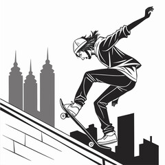 skateboarder silhouette vector