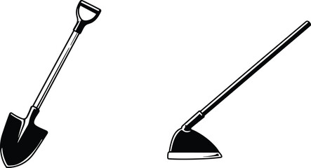 a garden shovel and spade tools for digging