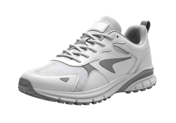 Modern white and gray running shoe on a black background clean