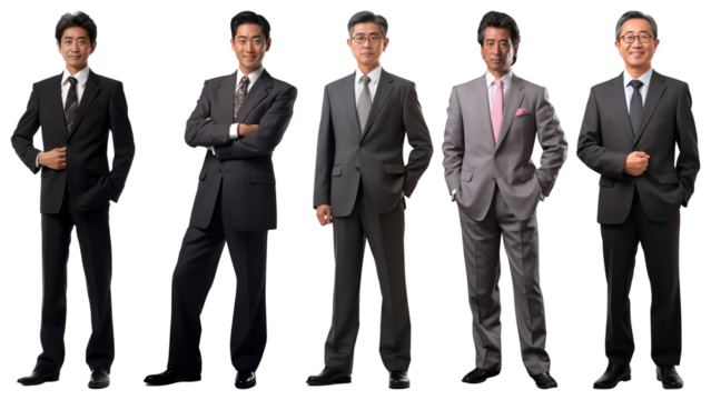 PNG Professional men in business attire, element set on transparent background - Powered by Adobe