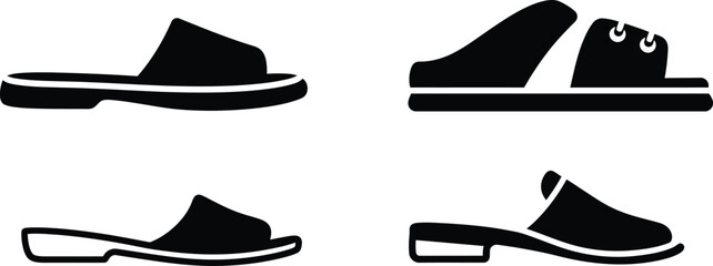 Obraz premium various styles of shoes displayed in simple black icons