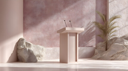 Abstract Stage with a Single Speaker's Lectern